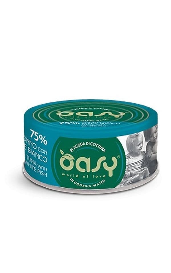 Oasy Adult Gatti More Love Tonno con Pesce Bianco in Acqua di Cottura Scatoletta 70gr - 2