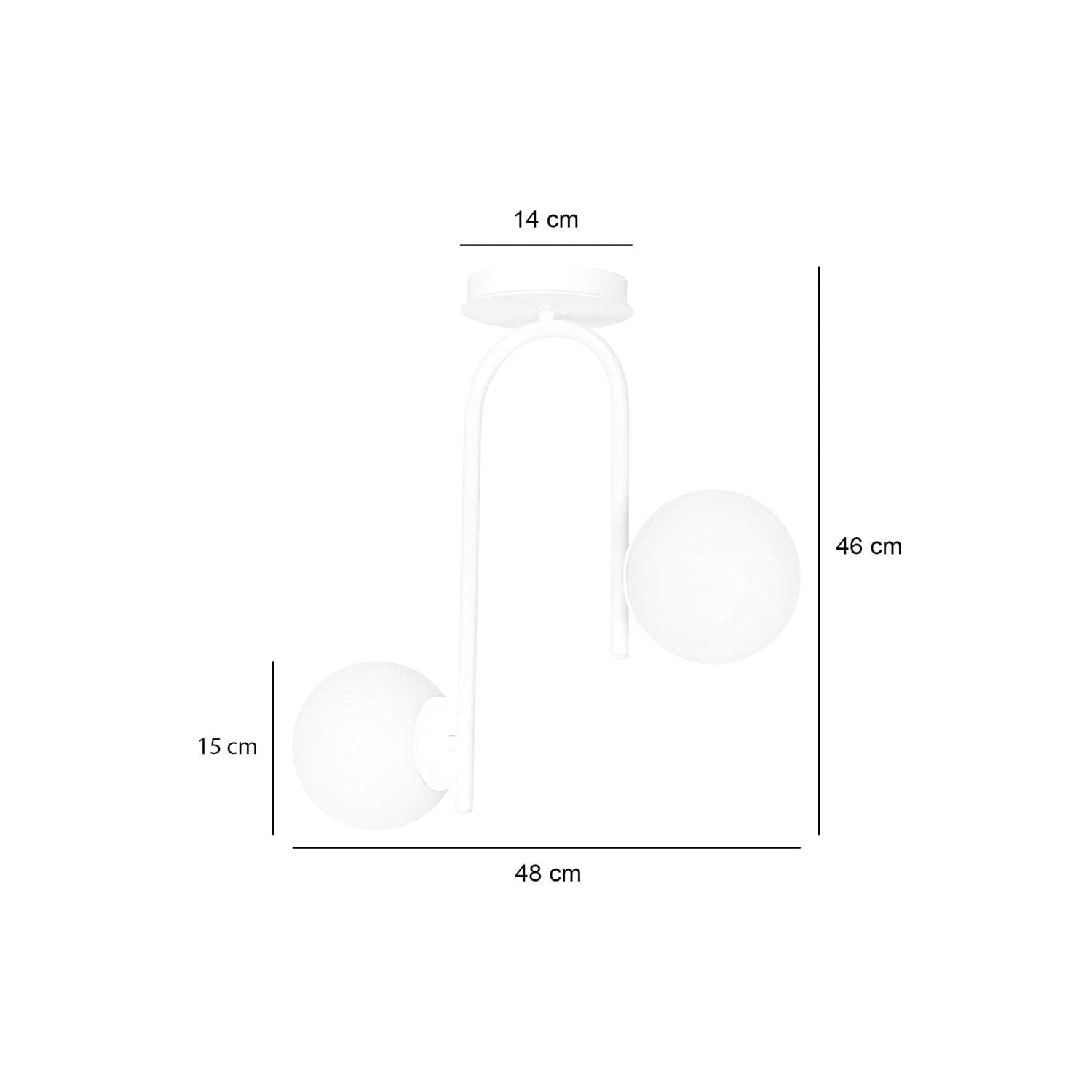 Lampadario 2 Luci Kalf In Acciaio Bianco A Bracci E Sfere In Vetro Opalino in Lampade a sospensione LuceArt - Montecorvino Pugliano, commercioVirtuoso.it