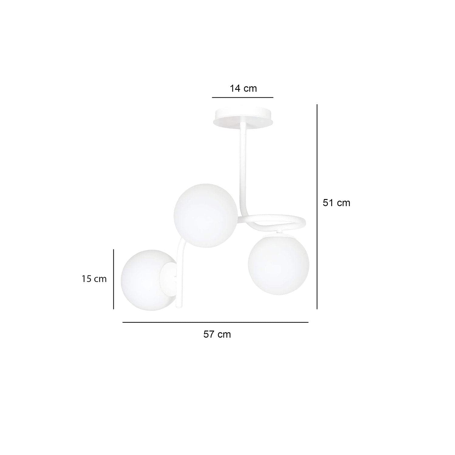 Lampadario 3 Luci Kalf In Acciaio Bianco A Bracci E Sfere In Vetro Opalino in Lampade a sospensione LuceArt - Montecorvino Pugliano, commercioVirtuoso.it
