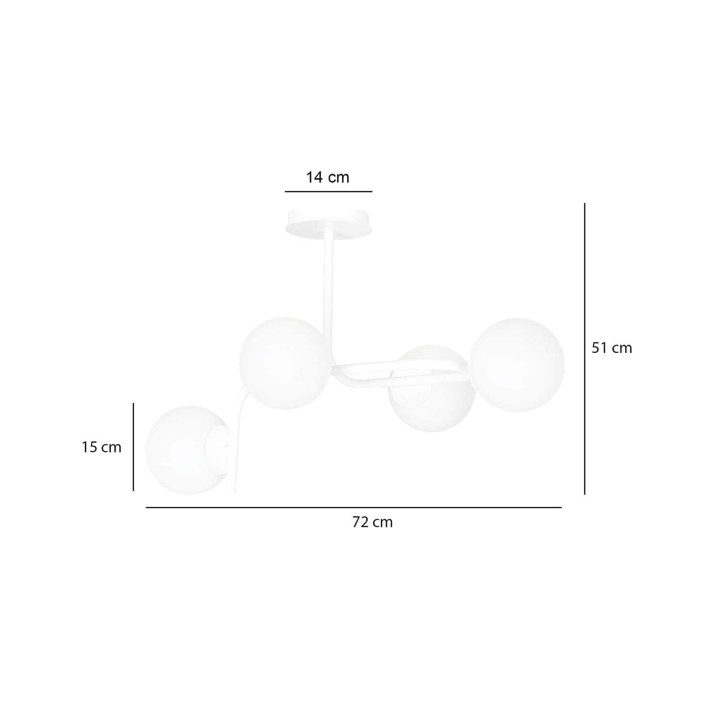 Lampadario 4 Luci Kalf In Acciaio Bianco A Bracci Curvi E Sfere In Vetro Opalino in Lampade a sospensione LuceArt - Montecorvino Pugliano, commercioVirtuoso.it