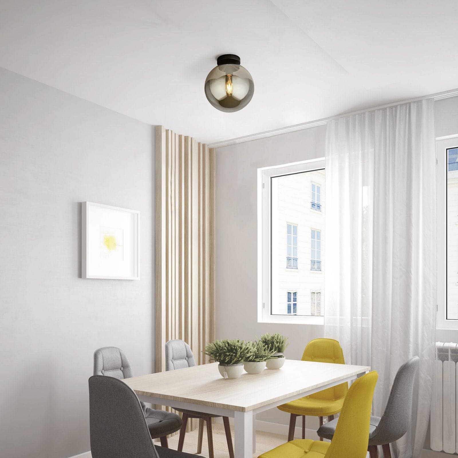 Plafoniera Contemporanea Amsterdam Acciaio Nero Vetro 1 Luce E27 in Plafoniere LuceArt - Montecorvino Pugliano, commercioVirtuoso.it