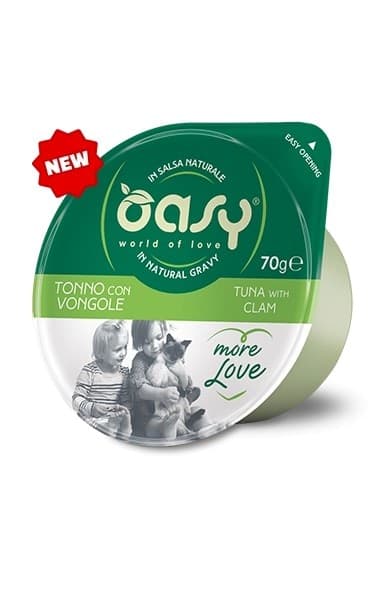 Oasy Adult Gatti More Love Tonno con Vongole Vaschetta70gr - 2