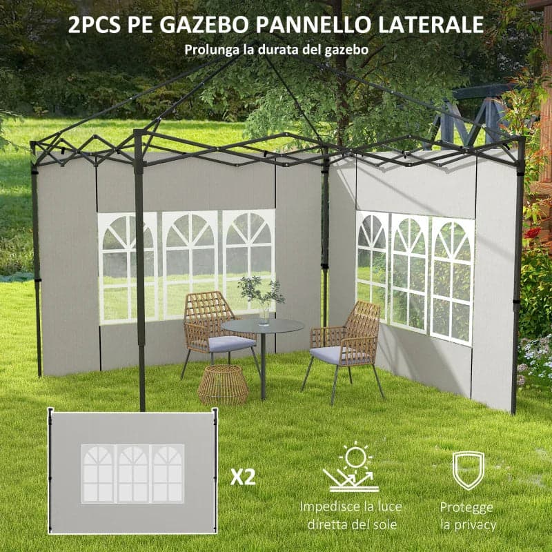Kit 2pz Laterali Gazebo 293 x H 193cm Tessuto PE con finestra Bianco in Tende per eventi e tendoni Danyx - Casoria, commercioVirtuoso.it