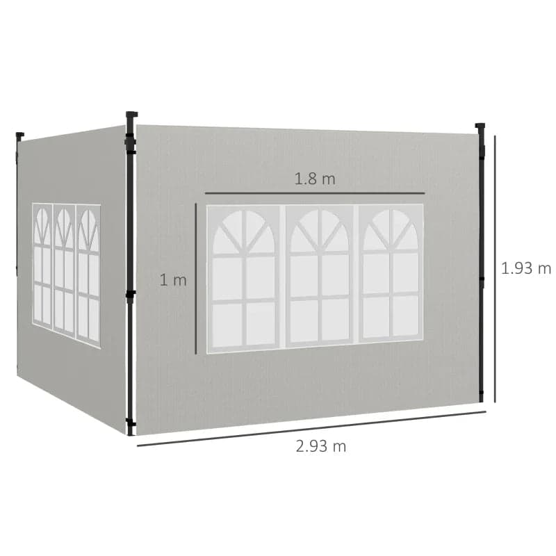 Kit 2pz Laterali Gazebo 293 x H 193cm Tessuto PE con finestra Bianco in Tende per eventi e tendoni Danyx - Casoria, commercioVirtuoso.it