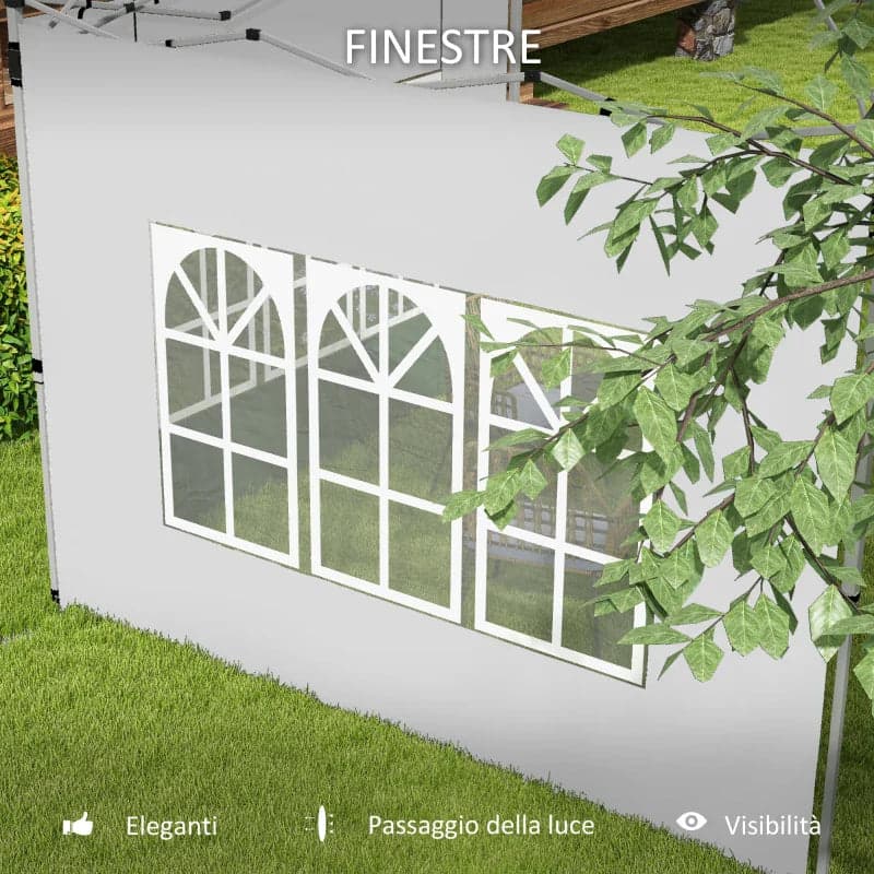 Kit 2pz Laterali Gazebo 295 x H 195cm Tessuto Oxford con finestra Bianco in Tende per eventi e tendoni Danyx - Casoria, commercioVirtuoso.it