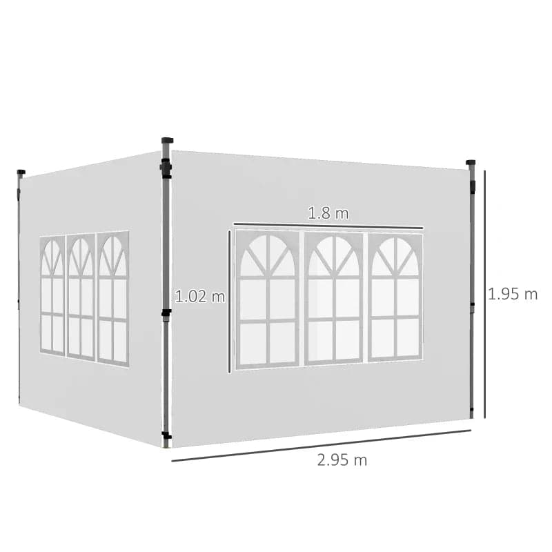 Kit 2pz Laterali Gazebo 295 x H 195cm Tessuto Oxford con finestra Bianco in Tende per eventi e tendoni Danyx - Casoria, commercioVirtuoso.it