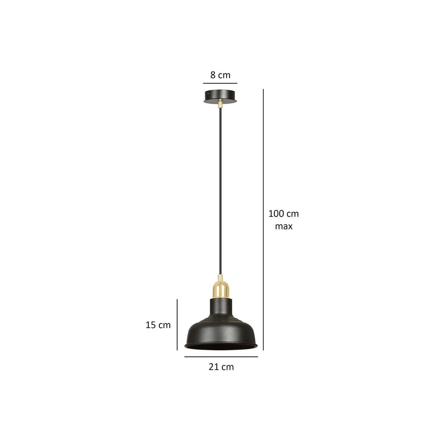 Sospensione Industrial 1 Luce Ibor In Acciaio Nero Con Elementi In Oro in Lampade a sospensione LuceArt - Montecorvino Pugliano, commercioVirtuoso.it