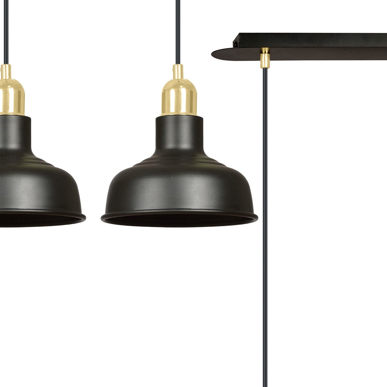 Lampadario Industrial 2 Luci Ibor In Acciaio Nero Con Elementi In Oro in Lampade a sospensione LuceArt - Montecorvino Pugliano, commercioVirtuoso.it