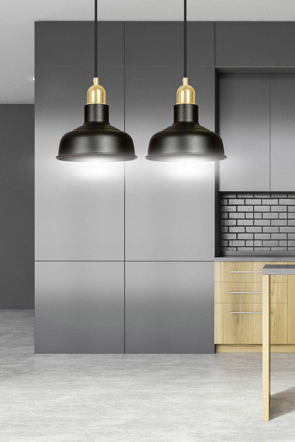 Lampadario Industrial 2 Luci Ibor In Acciaio Nero Con Elementi In Oro in Lampade a sospensione LuceArt - Montecorvino Pugliano, commercioVirtuoso.it