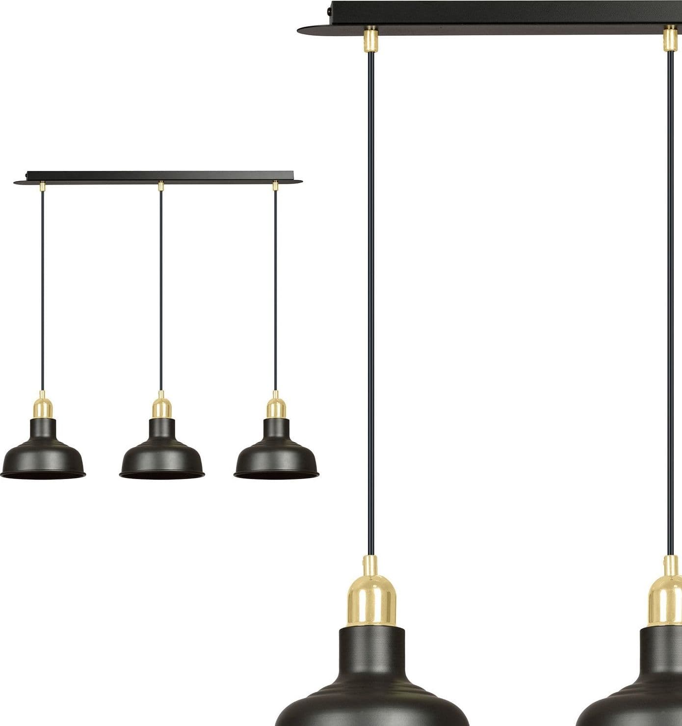 Lampadario Industrial 3 Luci Ibor In Acciaio Nero Con Elementi In Oro in Lampade a sospensione LuceArt - Montecorvino Pugliano, commercioVirtuoso.it