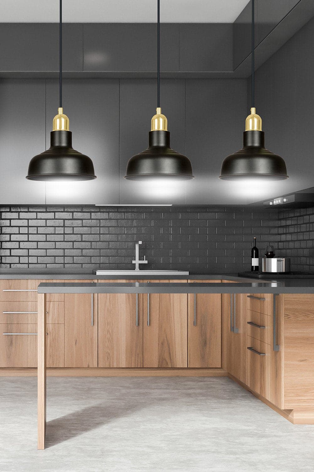 Lampadario Industrial 3 Luci Ibor In Acciaio Nero Con Elementi In Oro in Lampade a sospensione LuceArt - Montecorvino Pugliano, commercioVirtuoso.it
