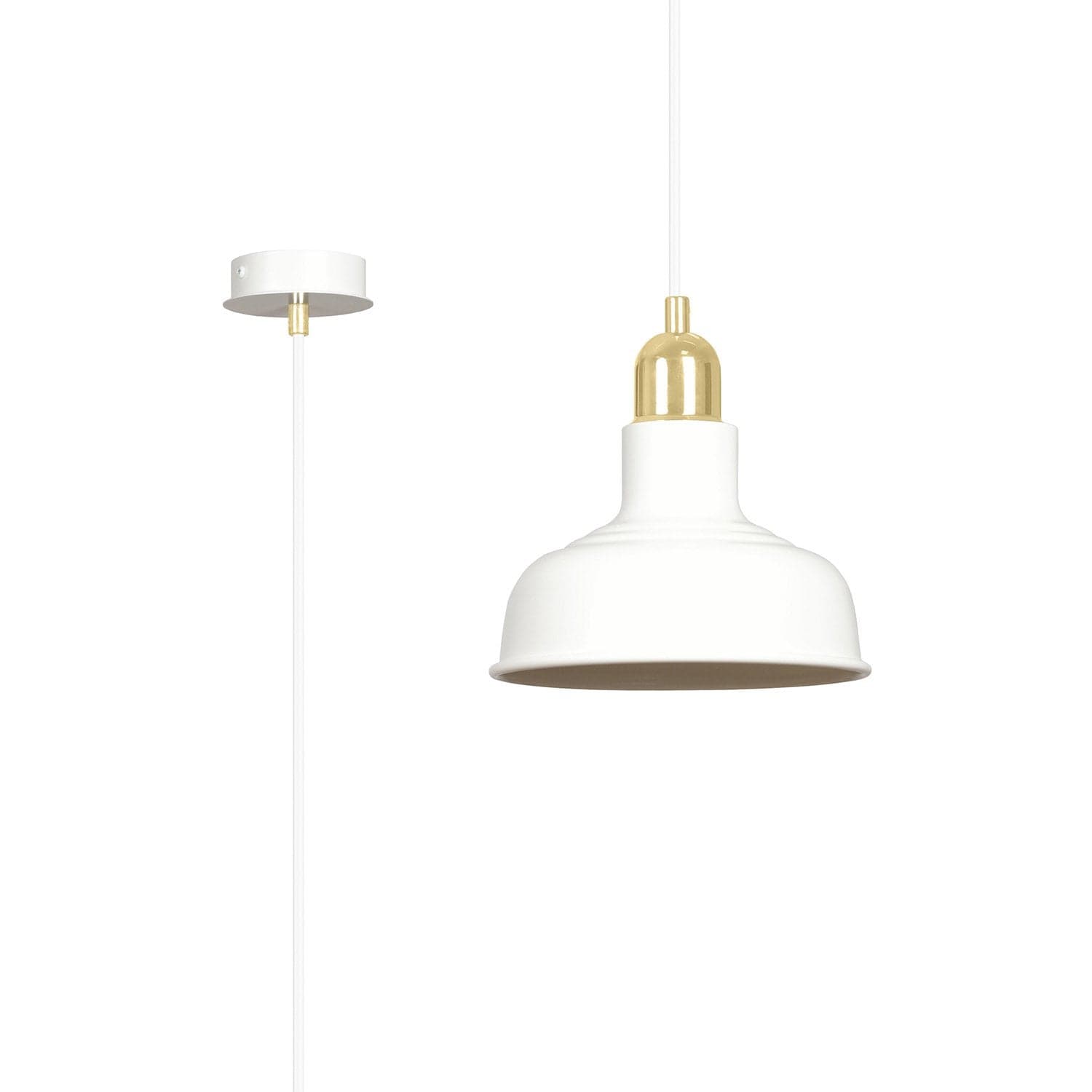 Sospensione Industrial 1 Luce Ibor In Acciaio Bianco Con Elementi In Oro in Lampade a sospensione LuceArt - Montecorvino Pugliano, commercioVirtuoso.it