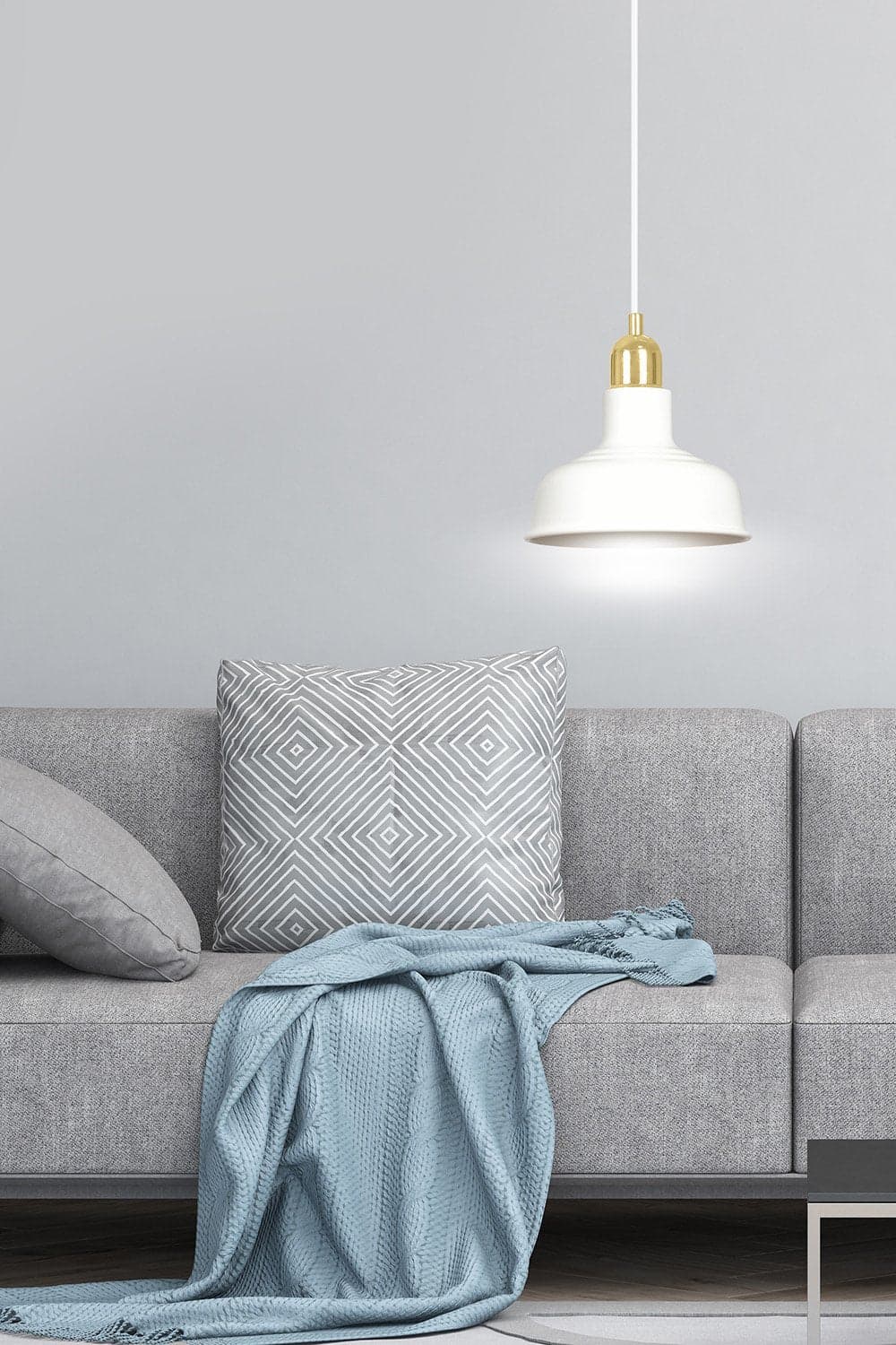 Sospensione Industrial 1 Luce Ibor In Acciaio Bianco Con Elementi In Oro in Lampade a sospensione LuceArt - Montecorvino Pugliano, commercioVirtuoso.it