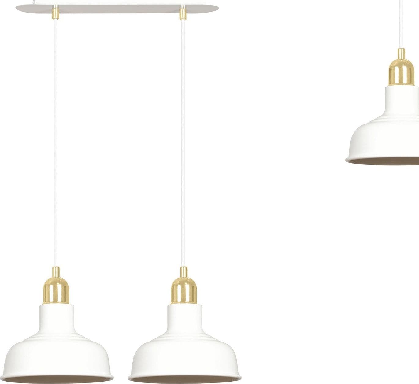 Lampadario Industrial 2 Luci Ibor In Acciaio Bianco Con Elementi In Oro in Lampade a sospensione LuceArt - Montecorvino Pugliano, commercioVirtuoso.it