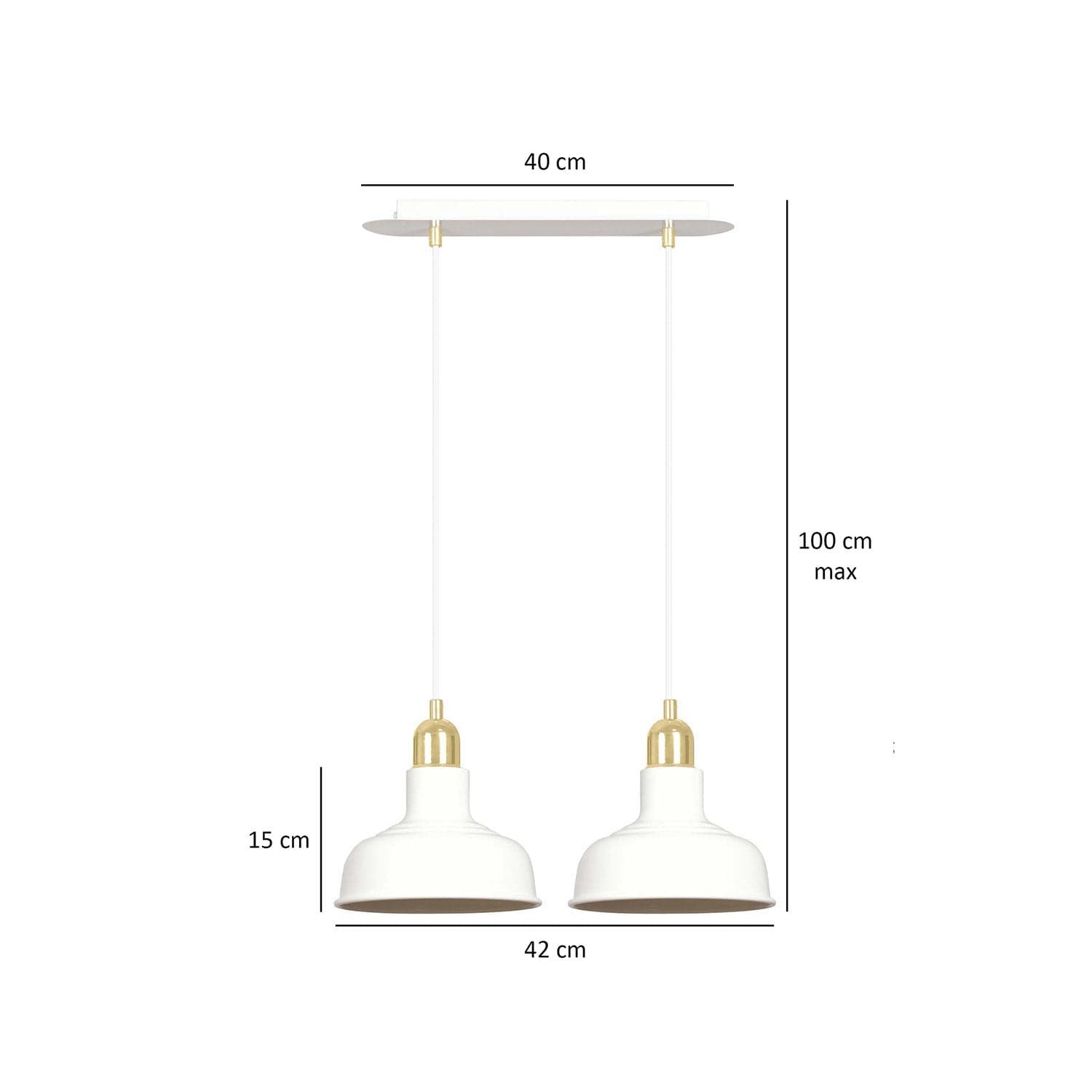Lampadario Industrial 2 Luci Ibor In Acciaio Bianco Con Elementi In Oro in Lampade a sospensione LuceArt - Montecorvino Pugliano, commercioVirtuoso.it