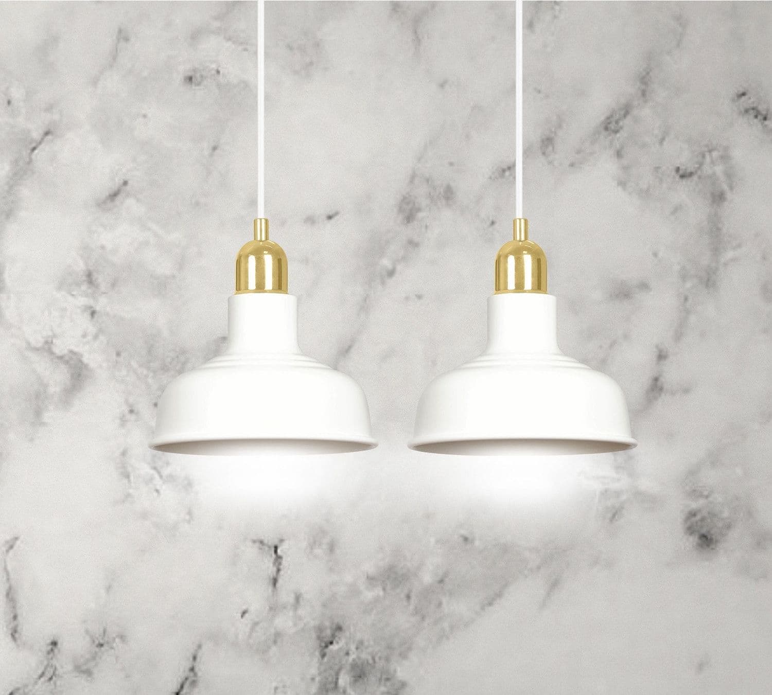 Lampadario Industrial 2 Luci Ibor In Acciaio Bianco Con Elementi In Oro in Lampade a sospensione LuceArt - Montecorvino Pugliano, commercioVirtuoso.it