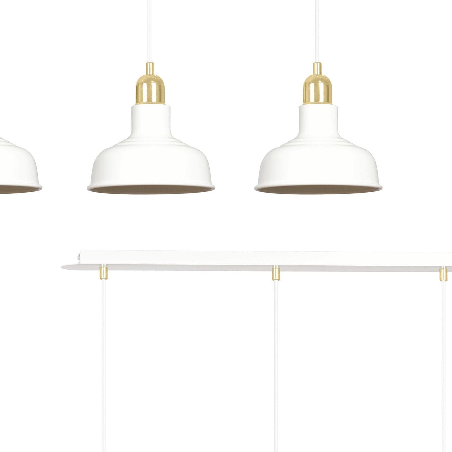 Lampadario Industrial 3 Luci Ibor In Acciaio Bianco Con Elementi In Oro in Lampade a sospensione LuceArt - Montecorvino Pugliano, commercioVirtuoso.it
