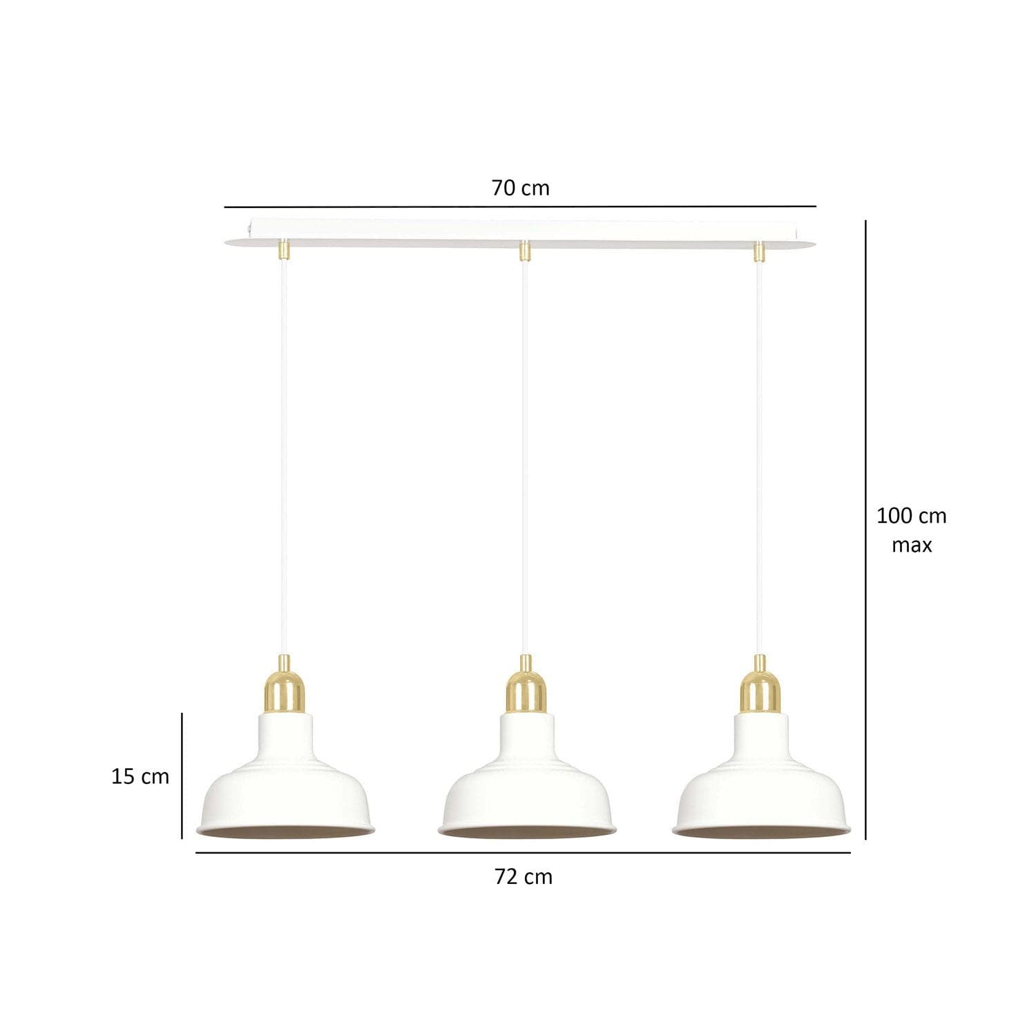 Lampadario Industrial 3 Luci Ibor In Acciaio Bianco Con Elementi In Oro in Lampade a sospensione LuceArt - Montecorvino Pugliano, commercioVirtuoso.it