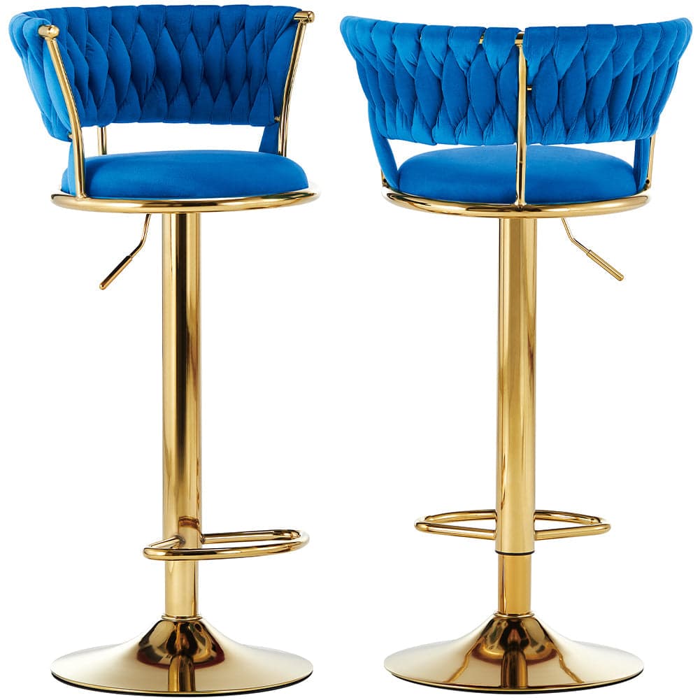 Coppia Sgabelli da Cucina Bar Schienale Intrecciato Velluto e Struttura Oro Blu in Sgabelli da bar Danyx - Casoria, commercioVirtuoso.it