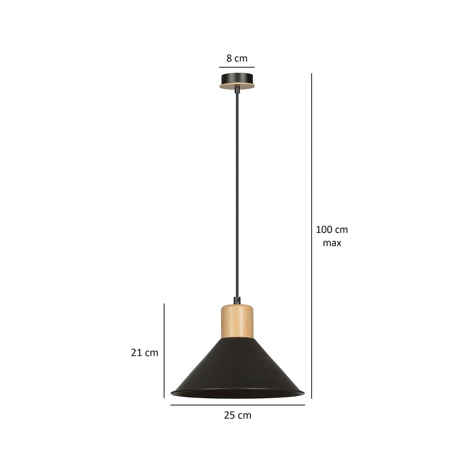 Sospensione Nordica 1 Luce Rowen In Acciaio Nero E Legno in Lampade a sospensione LuceArt - Montecorvino Pugliano, commercioVirtuoso.it