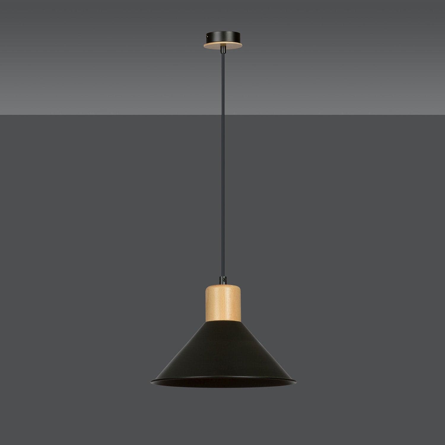 Sospensione Nordica 1 Luce Rowen In Acciaio Nero E Legno in Lampade a sospensione LuceArt - Montecorvino Pugliano, commercioVirtuoso.it