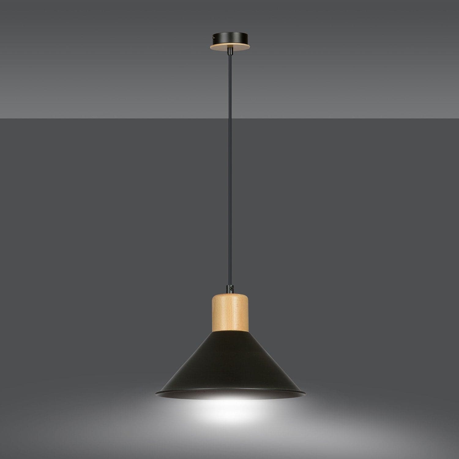 Sospensione Nordica 1 Luce Rowen In Acciaio Nero E Legno in Lampade a sospensione LuceArt - Montecorvino Pugliano, commercioVirtuoso.it