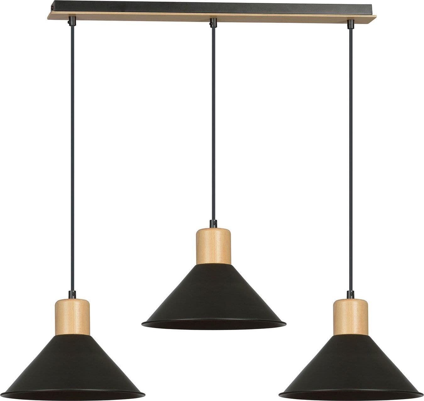 Sospensione Nordica 3 Luci Rowen In Acciaio Nero E Legno in Lampade a sospensione LuceArt - Montecorvino Pugliano, commercioVirtuoso.it