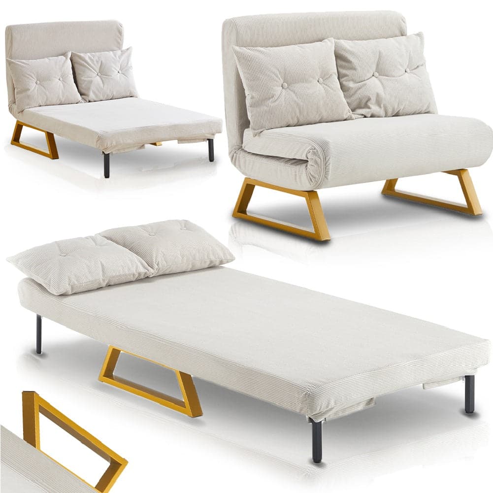 Poltrona Pieghevole Letto 2posti Recliner Seduta Morbida Braccioli Salvaspazio Crema in Poltrone relax et chaise longue Danyx - Casoria, commercioVirtuoso.it