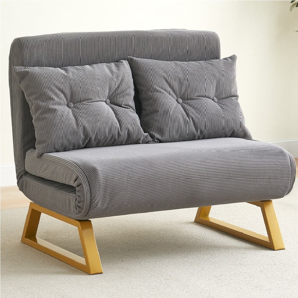 Poltrona Pieghevole Letto 2posti Recliner Seduta Morbida Braccioli Salvaspazio Grigio