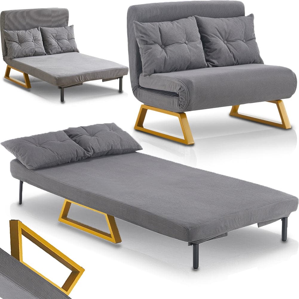 Poltrona Pieghevole Letto 2posti Recliner Seduta Morbida Braccioli Salvaspazio Grigio in Poltrone relax et chaise longue Danyx - Casoria, commercioVirtuoso.it