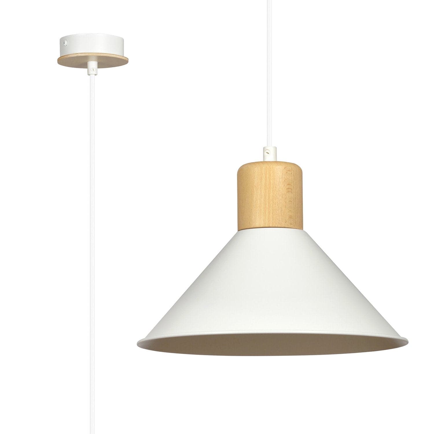 Sospensione Nordica 1 Luce Rowen In Acciaio Bianco E Legno in Lampade a sospensione LuceArt - Montecorvino Pugliano, commercioVirtuoso.it