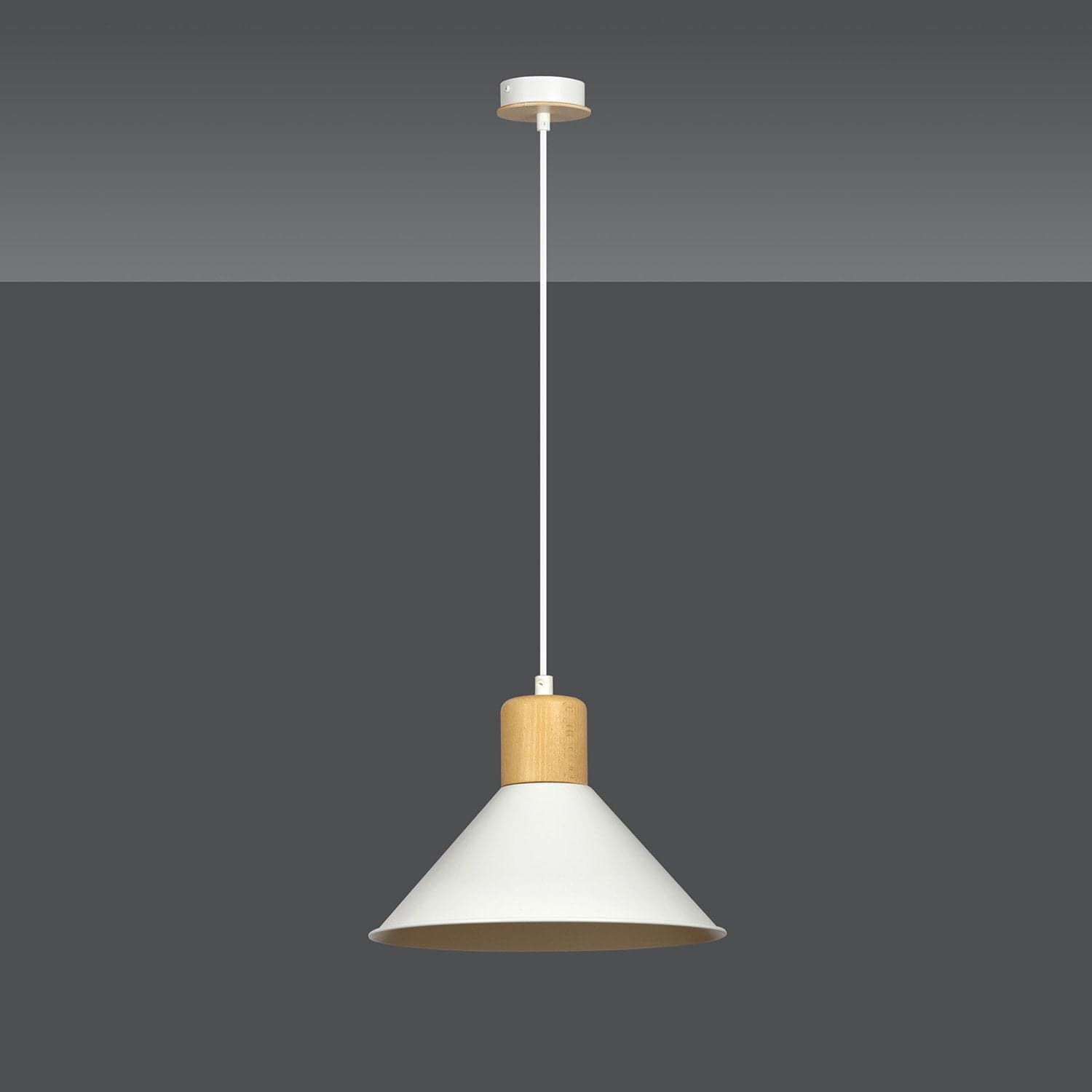 Sospensione Nordica 1 Luce Rowen In Acciaio Bianco E Legno in Lampade a sospensione LuceArt - Montecorvino Pugliano, commercioVirtuoso.it