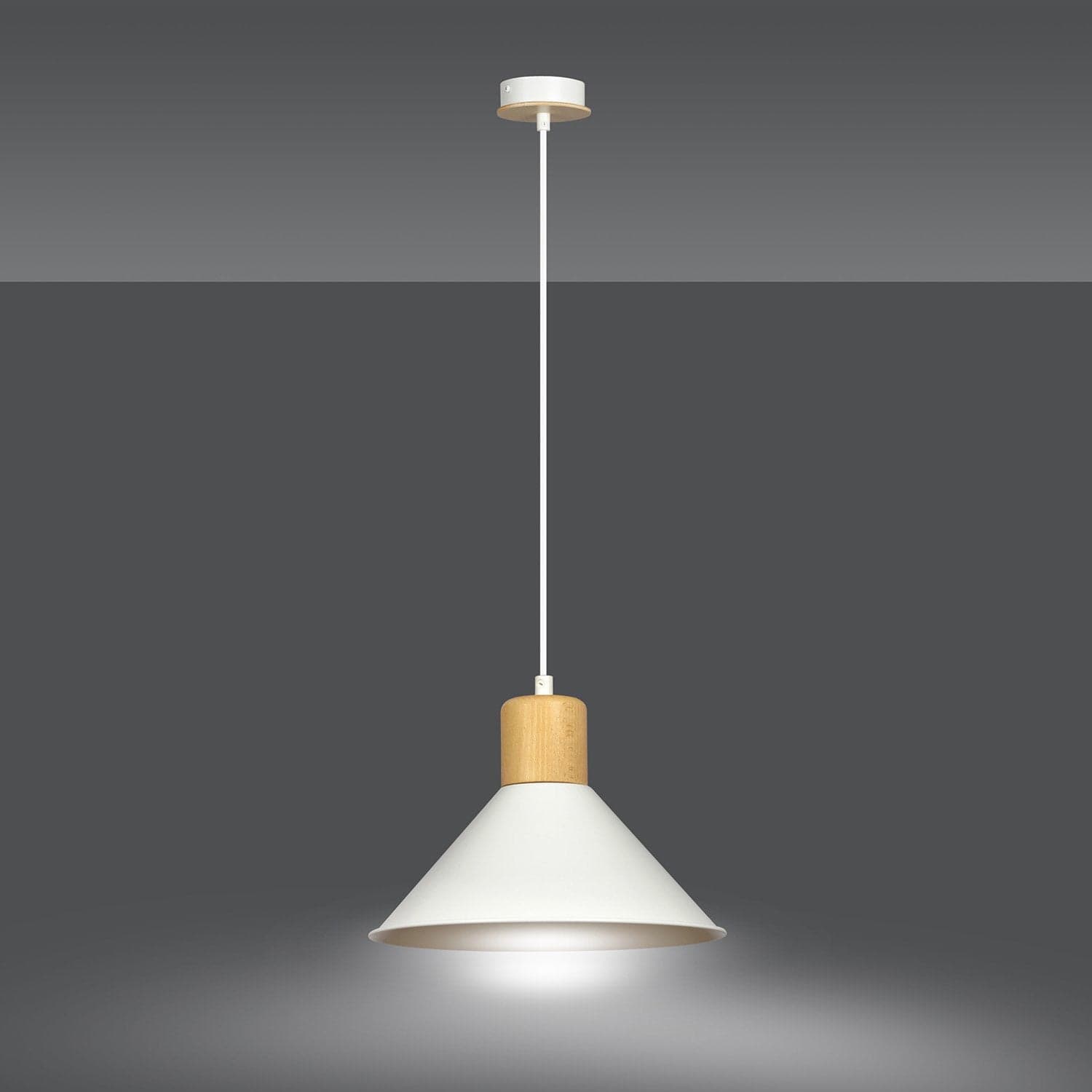 Sospensione Nordica 1 Luce Rowen In Acciaio Bianco E Legno in Lampade a sospensione LuceArt - Montecorvino Pugliano, commercioVirtuoso.it