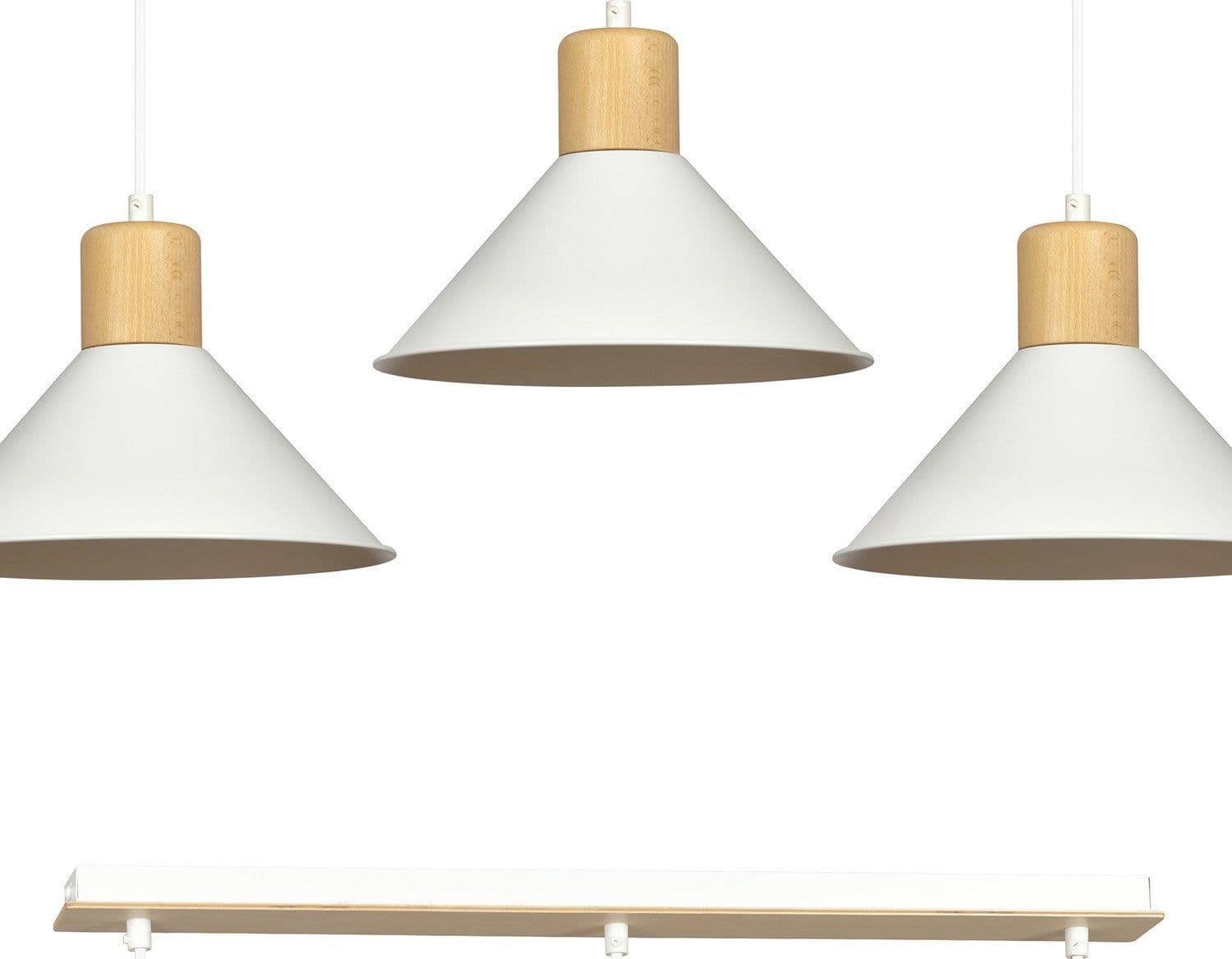 Sospensione Nordica 3 Luci Rowen In Acciaio Bianco E Legno in Lampade a sospensione LuceArt - Montecorvino Pugliano, commercioVirtuoso.it