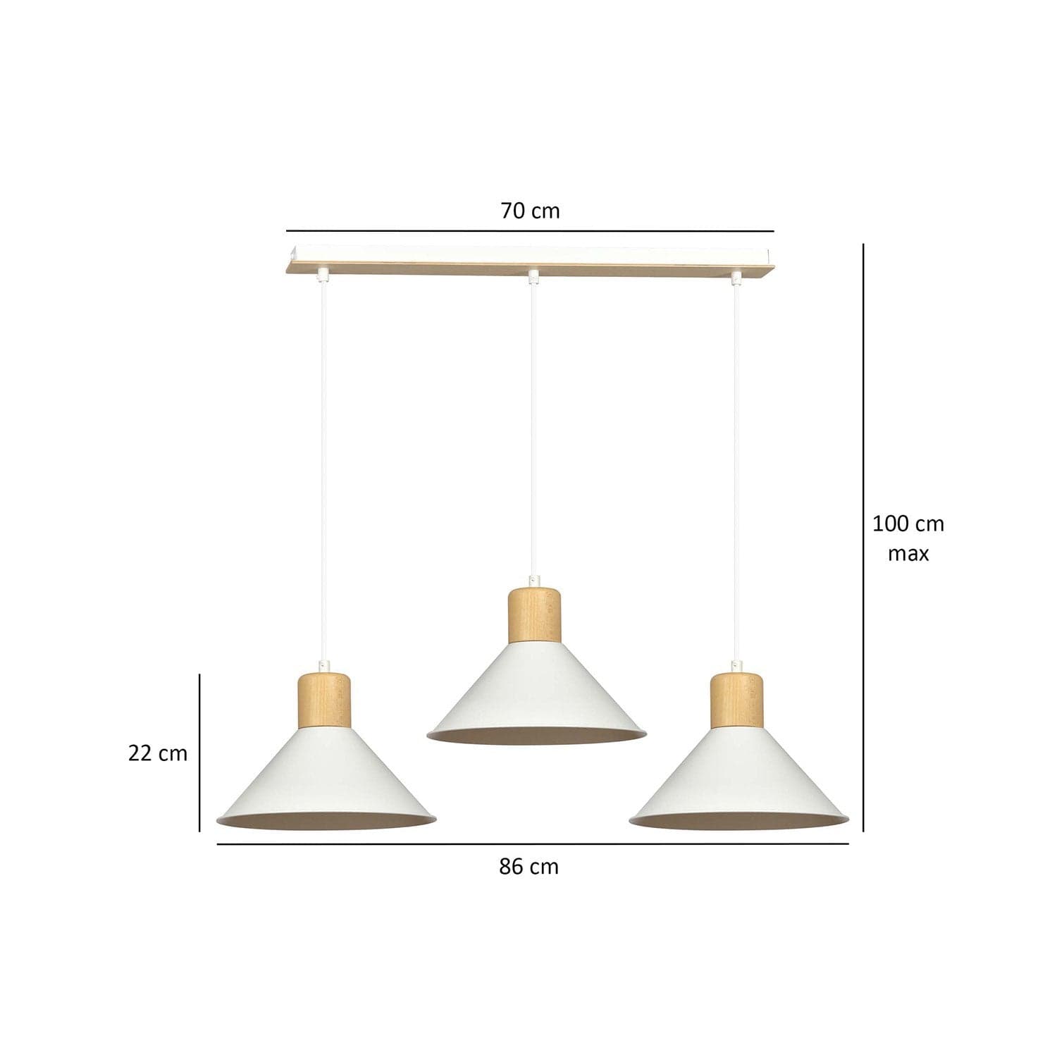 Sospensione Nordica 3 Luci Rowen In Acciaio Bianco E Legno in Lampade a sospensione LuceArt - Montecorvino Pugliano, commercioVirtuoso.it