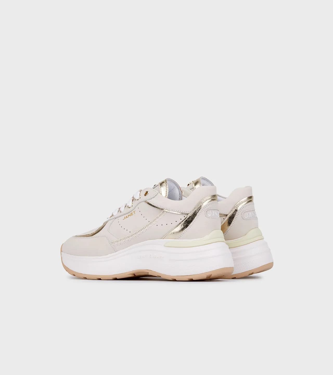 Janet & Janet sneakers donna in pelle beige/gold J-060 J95 in Sneaker casual Teresi Calzature - Marsala, commercioVirtuoso.it