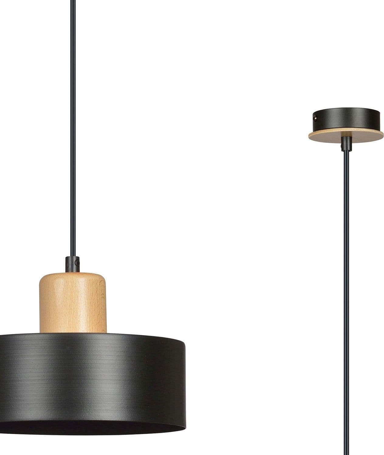 Sospensione Nordica 1 Luce Torin In Acciaio Nero E Legno in Lampade a sospensione LuceArt - Montecorvino Pugliano, commercioVirtuoso.it
