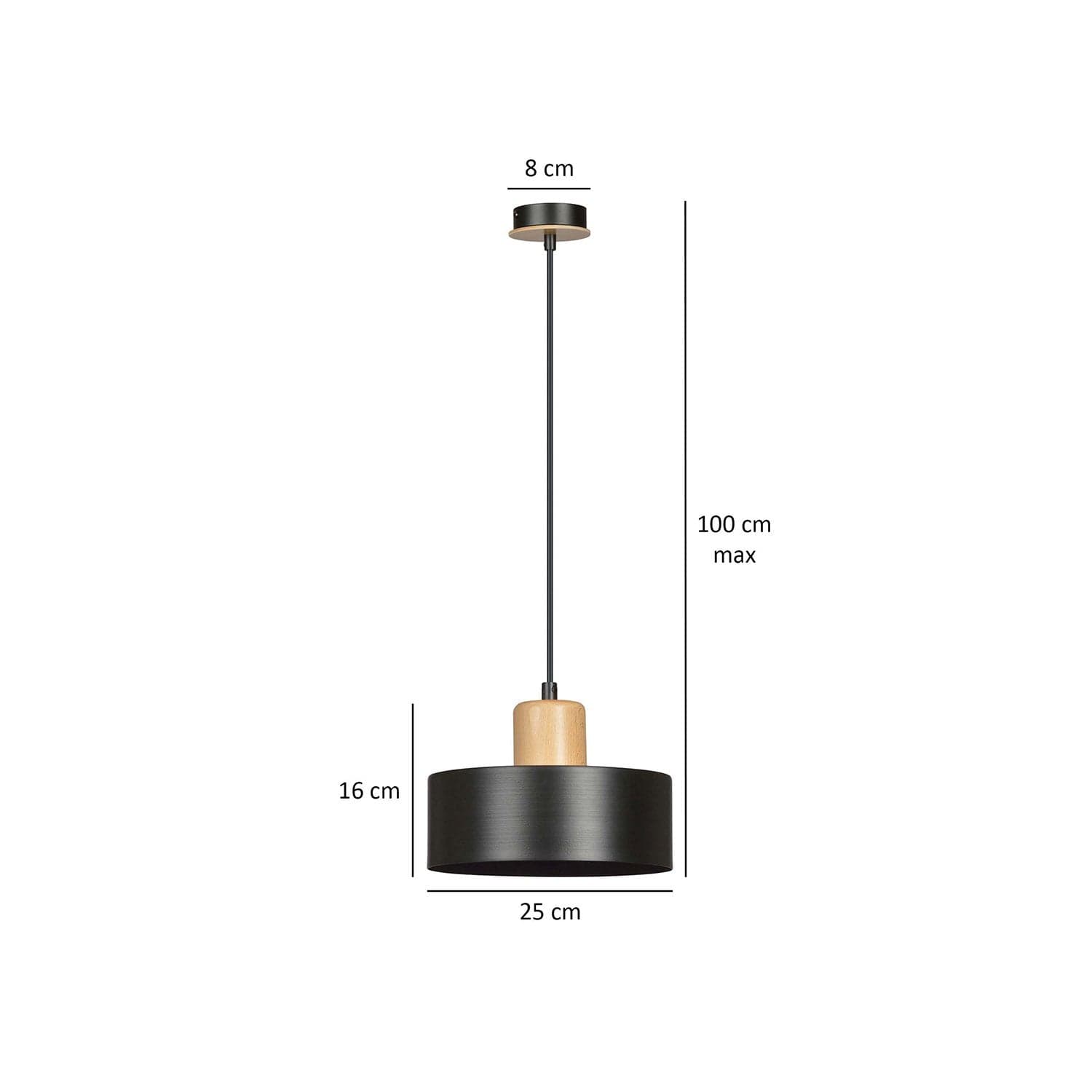 Sospensione Nordica 1 Luce Torin In Acciaio Nero E Legno in Lampade a sospensione LuceArt - Montecorvino Pugliano, commercioVirtuoso.it