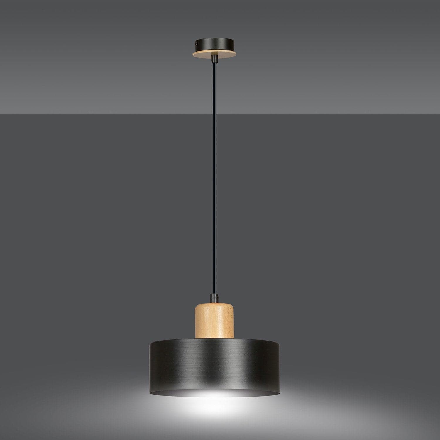 Sospensione Nordica 1 Luce Torin In Acciaio Nero E Legno in Lampade a sospensione LuceArt - Montecorvino Pugliano, commercioVirtuoso.it
