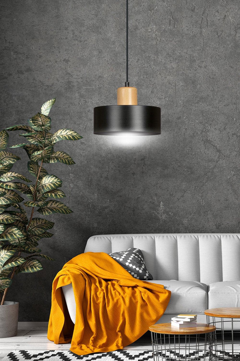 Sospensione Nordica 1 Luce Torin In Acciaio Nero E Legno in Lampade a sospensione LuceArt - Montecorvino Pugliano, commercioVirtuoso.it
