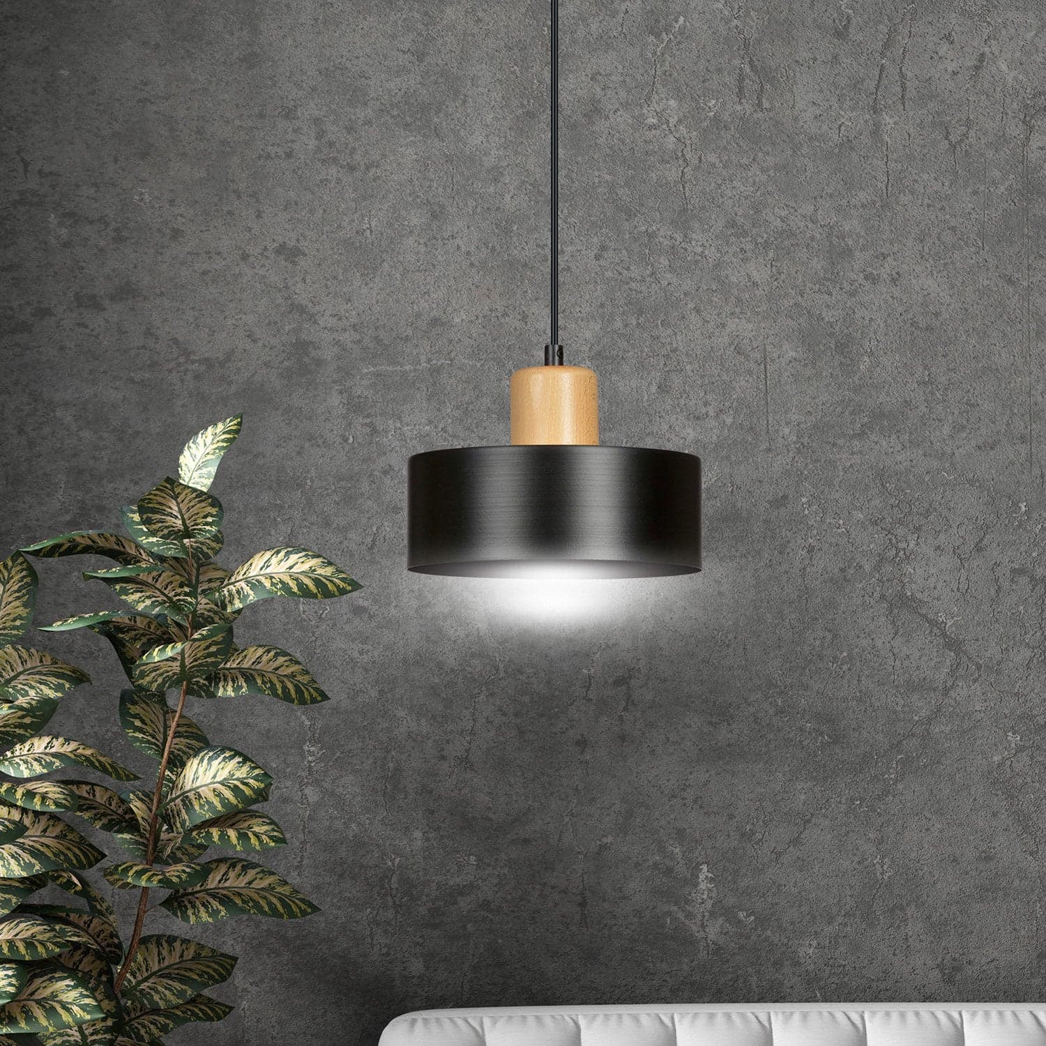 Sospensione Nordica 1 Luce Torin In Acciaio Nero E Legno in Lampade a sospensione LuceArt - Montecorvino Pugliano, commercioVirtuoso.it