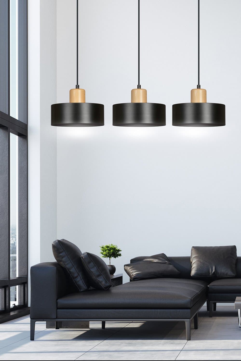 Sospensione Nordica 3 Luci Torin In Acciaio Nero E Legno in Lampade a sospensione LuceArt - Montecorvino Pugliano, commercioVirtuoso.it