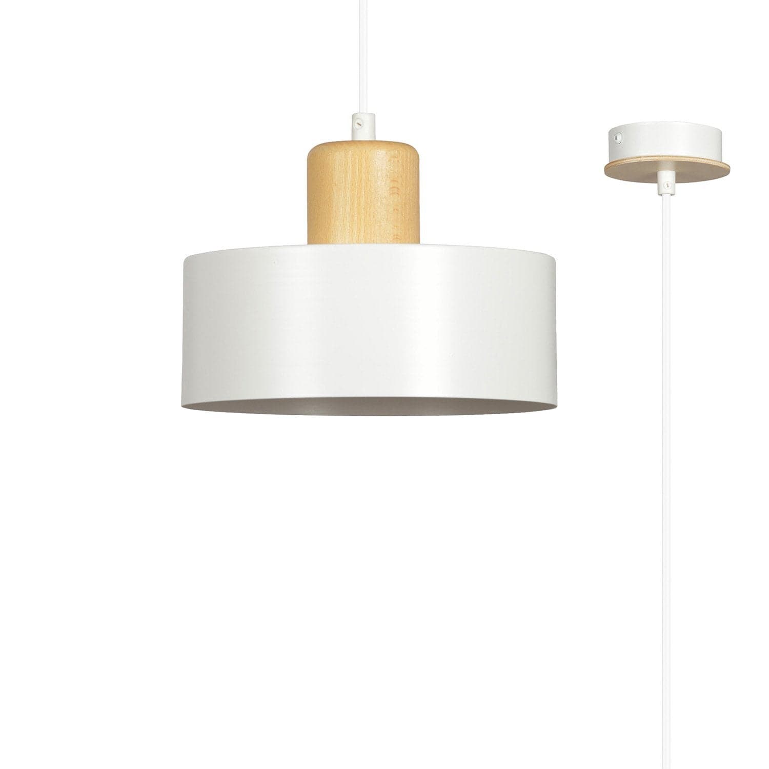 Sospensione Nordica 1 Luce Torin In Acciaio Bianco E Legno in Lampade a sospensione LuceArt - Montecorvino Pugliano, commercioVirtuoso.it