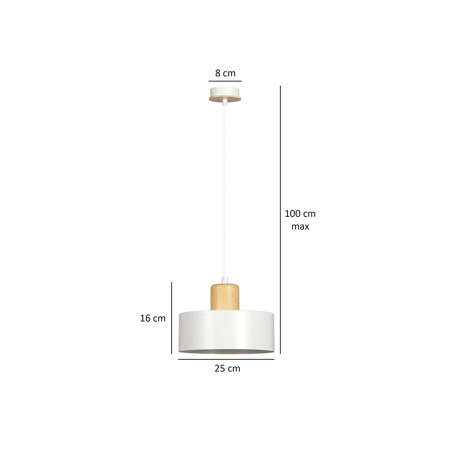 Sospensione Nordica 1 Luce Torin In Acciaio Bianco E Legno in Lampade a sospensione LuceArt - Montecorvino Pugliano, commercioVirtuoso.it
