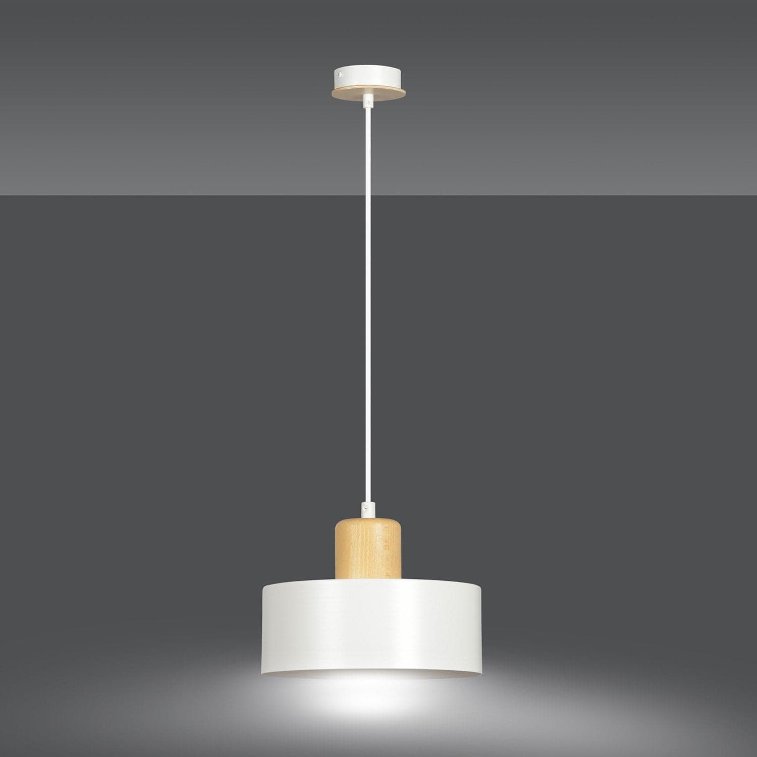 Sospensione Nordica 1 Luce Torin In Acciaio Bianco E Legno in Lampade a sospensione LuceArt - Montecorvino Pugliano, commercioVirtuoso.it