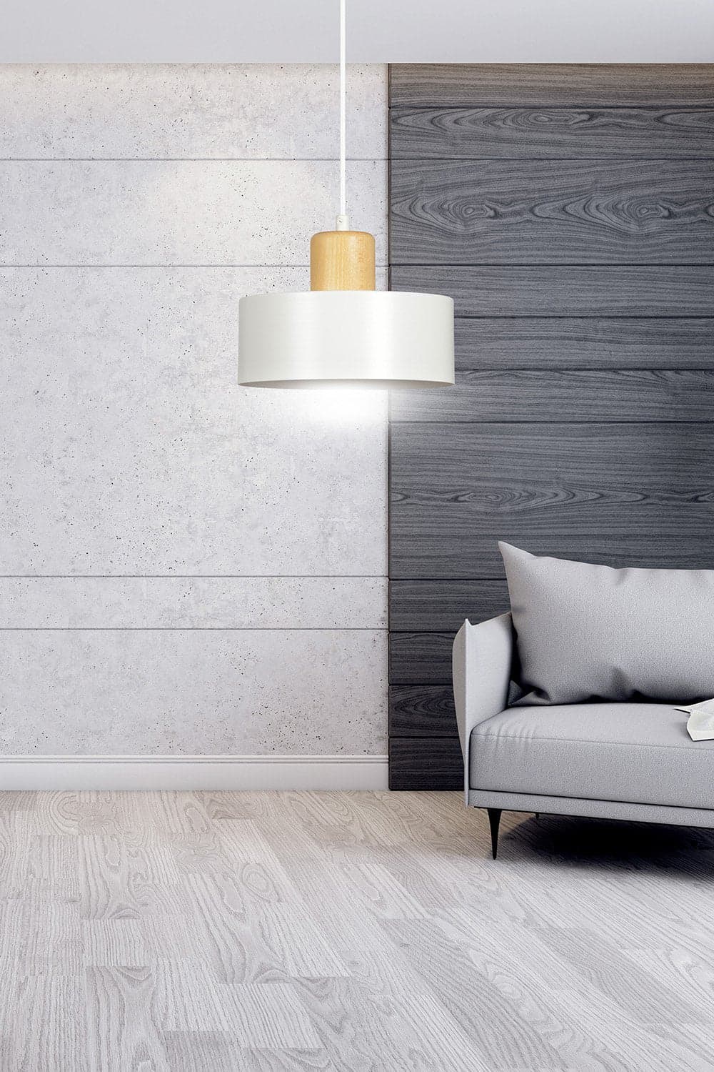Sospensione Nordica 1 Luce Torin In Acciaio Bianco E Legno in Lampade a sospensione LuceArt - Montecorvino Pugliano, commercioVirtuoso.it