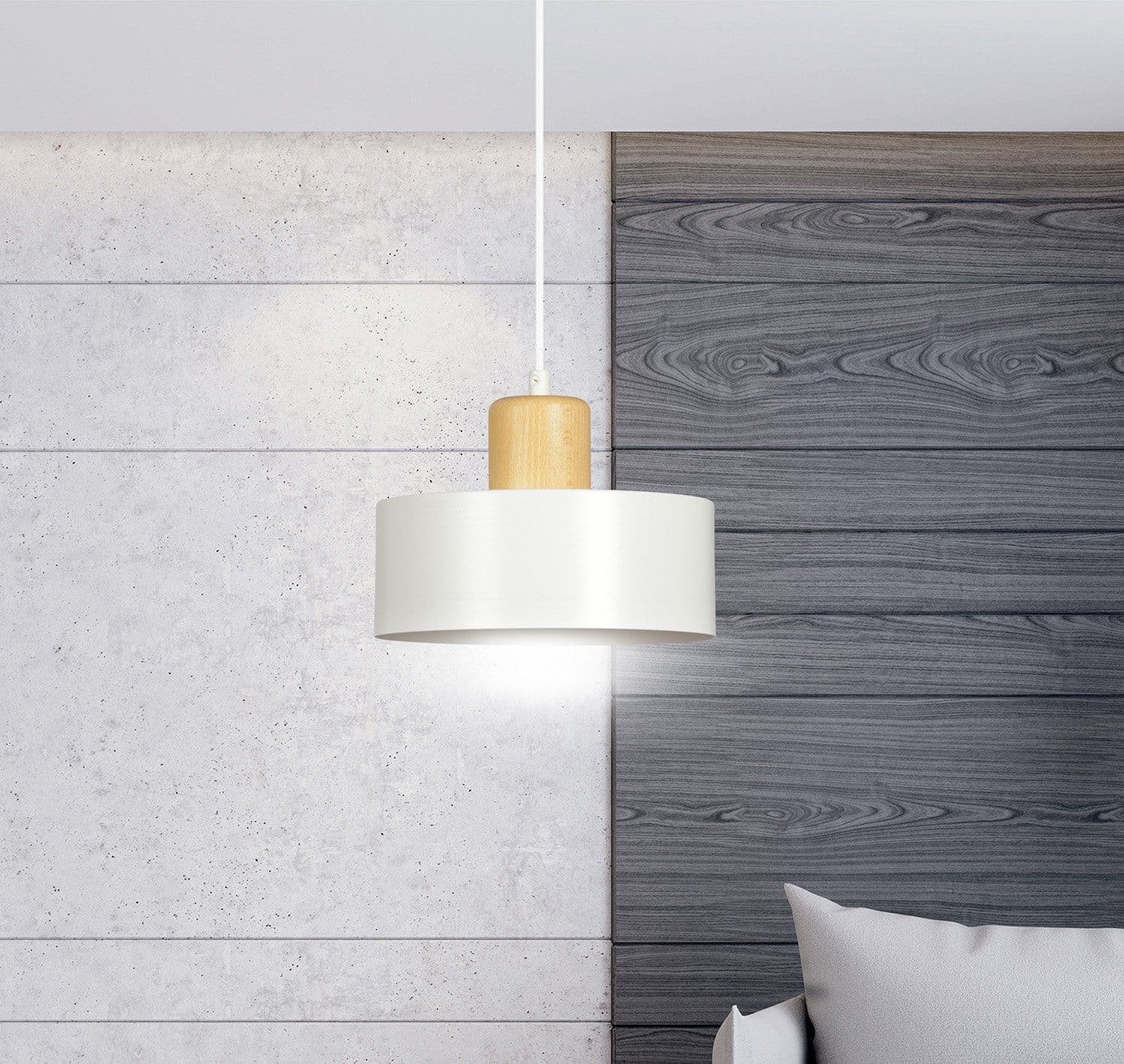 Sospensione Nordica 1 Luce Torin In Acciaio Bianco E Legno in Lampade a sospensione LuceArt - Montecorvino Pugliano, commercioVirtuoso.it