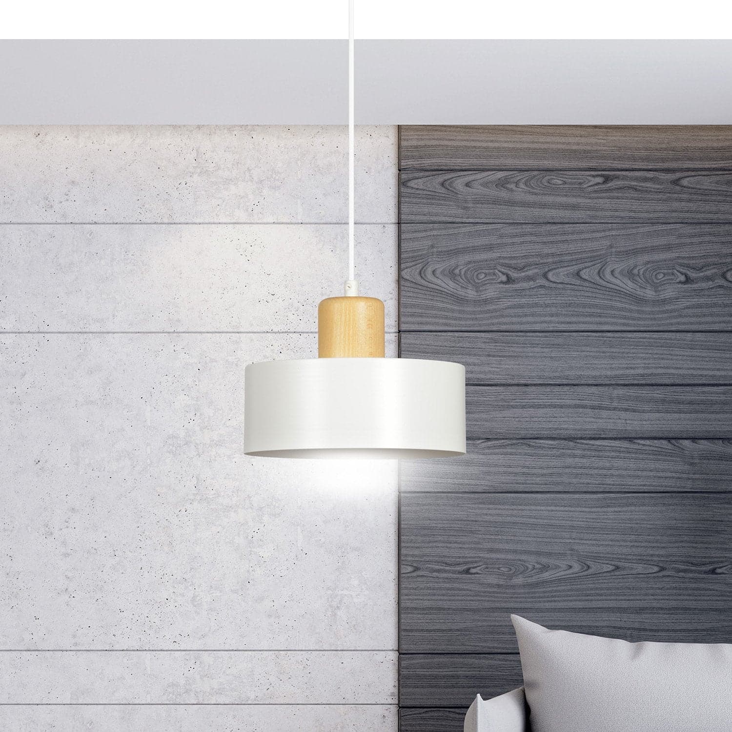 Sospensione Nordica 1 Luce Torin In Acciaio Bianco E Legno in Lampade a sospensione LuceArt - Montecorvino Pugliano, commercioVirtuoso.it