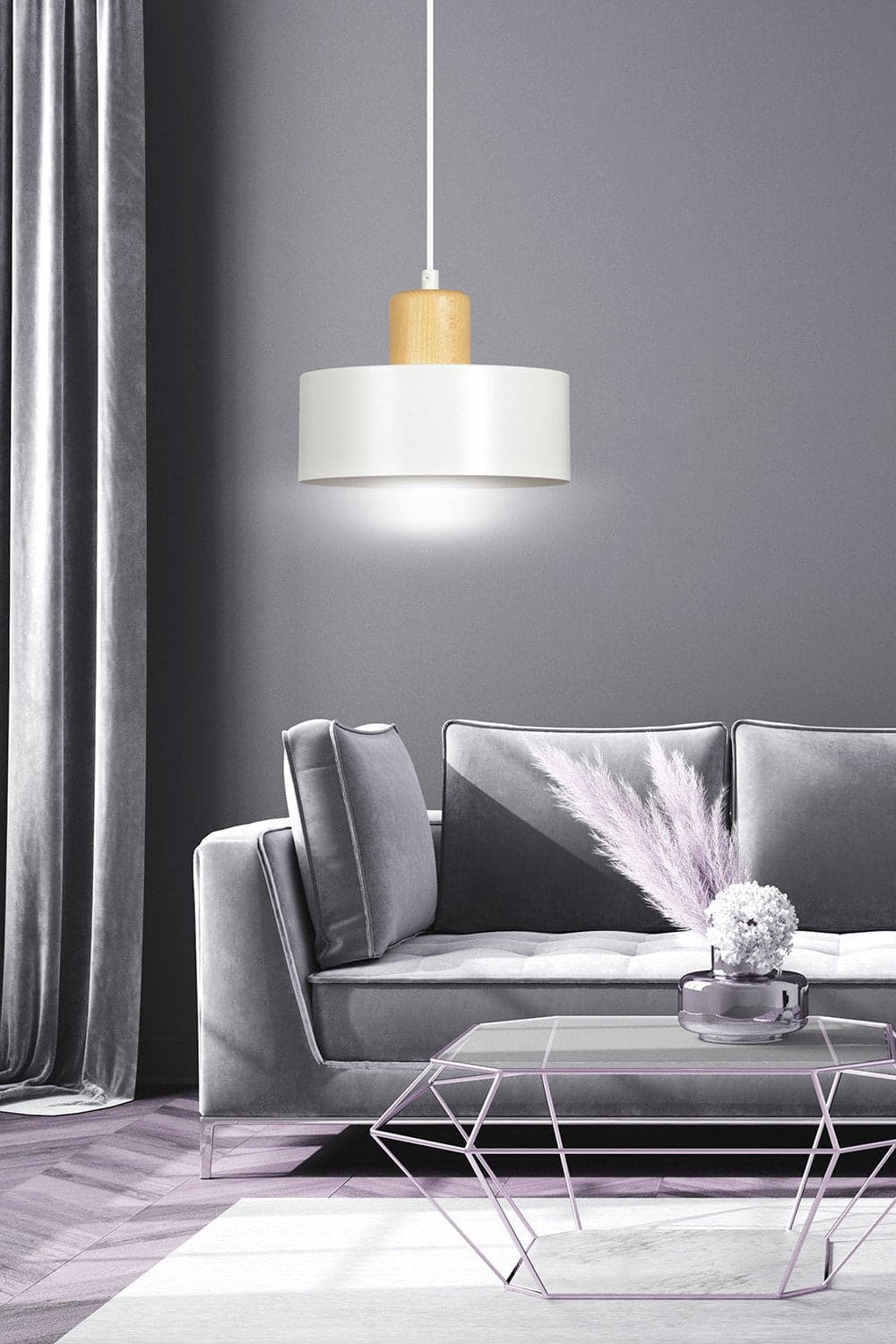 Sospensione Nordica 1 Luce Torin In Acciaio Bianco E Legno in Lampade a sospensione LuceArt - Montecorvino Pugliano, commercioVirtuoso.it