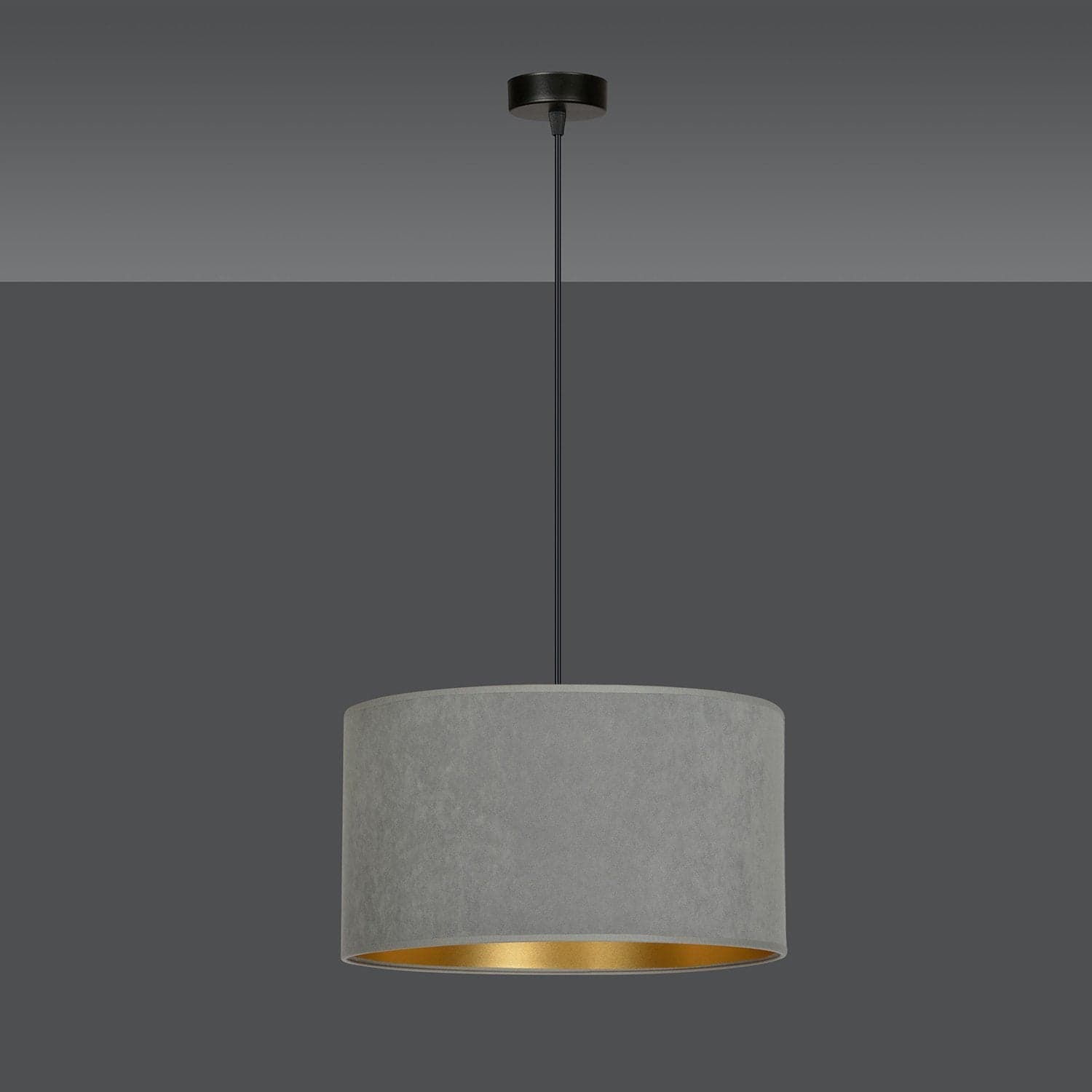 Sospensione 1 Luce Hilde In Acciaio Nero E Paralume In Tessuto Grigio in Lampade a sospensione LuceArt - Montecorvino Pugliano, commercioVirtuoso.it